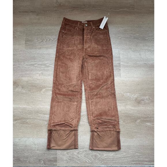 Pilcro Corduroy The Scotty Cuffed High Rise Straight Leg Jeans - Size 25 - Picture 1 of 8